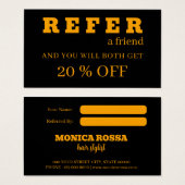 Moderne Neon Orange Black Referenzkarten (Vorne & Hinten)