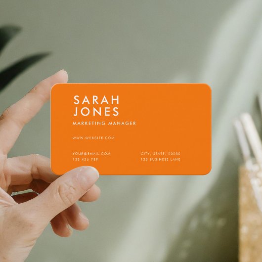 Moderne Neon Orange Farbe Visitenkarte
