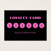 Moderne Neon Pink Black Loyalty Cards (Vorderseite)