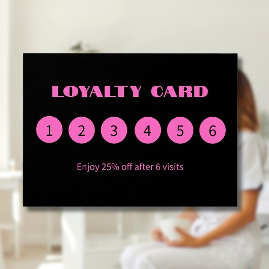 Moderne Neon Pink Black Loyalty Cards