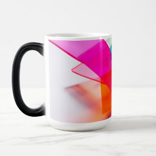 Moderne Neon-Pink Blaue Abstrakte Glasschichten Verwandlungstasse