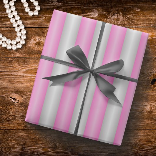 Moderne Neon-Pink-Streifen mit 3D-Effekt Geschenkpapier