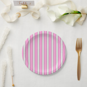 Moderne Neon-Pink-Streifen mit 3D-Effekt Pappteller
