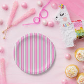 Moderne Neon-Pink-Streifen mit 3D-Effekt Pappteller (Party)
