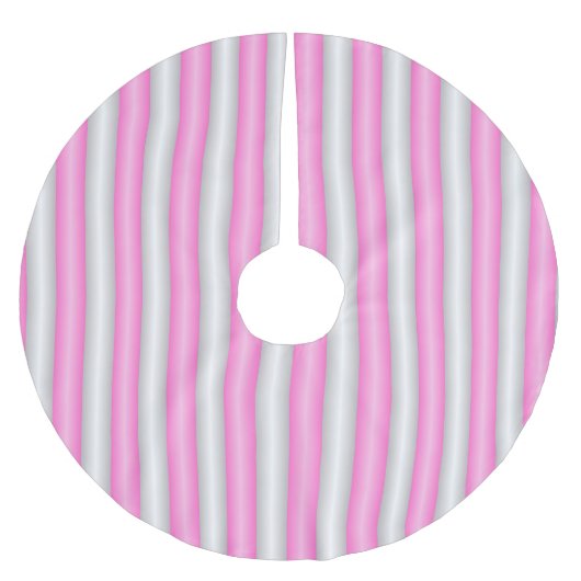 Moderne Neon-Pink-Streifen mit 3D-Effekt Polyester Weihnachtsbaumdecke (Vorderseite)