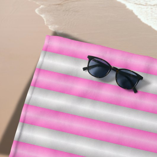 Moderne Neon-Pink-Streifen mit 3D-Effekt Strandtuch