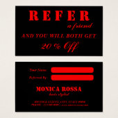 Moderne Neon Red Black Referenzkarten (Vorne & Hinten)