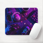 Moderne Neon-RGB-Gaming-Setup-Flachlay-Mauspad - C Mousepad (Mit Mouse)