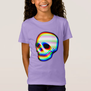 Moderne Neon Skull Illustration T-Shirt