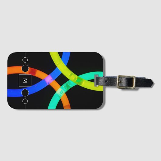 Moderne Neon- und Schwarz-Monogramm-Unterscheidung Gepäckanhänger (Vorderseite (Horizontal))