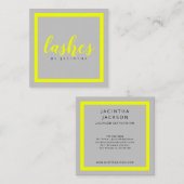 Moderne Neon Yellow Beauty Lashes Quadratische Visitenkarte (Vorne/Hinten)