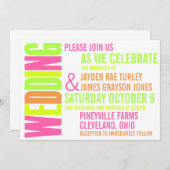 Moderne NeonBrights Einladung (Vorne/Hinten)