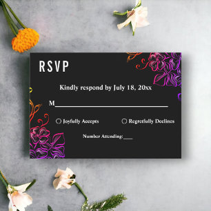 Moderne Neonfarben Rose Chic Floral Wedding RSVP Karte
