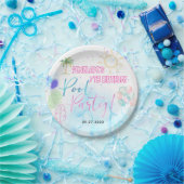 Moderne Neonglow-Wasserfarbe Poolparty-Geburtstag Pappteller (Party)