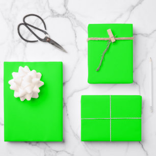Moderne neongrüne Bildschirmsolide einfache Gesche Geschenkpapier Set