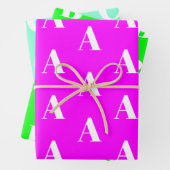 Moderne neongrüne Magenta aqua Custom Geschenkpapier Set (Beispiel)