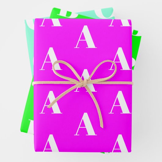 Moderne neongrüne Magenta aqua Custom Geschenkpapier Set (Beispiel)