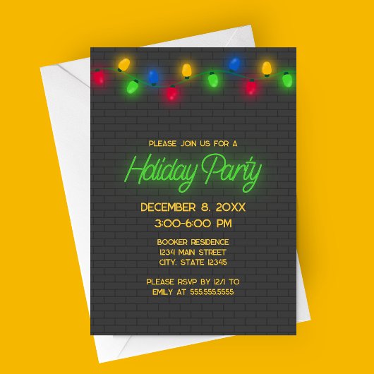 Moderne Neonische WeihnachtsLICHT-Feier Einladung