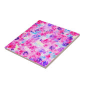 Moderne neonrosa aquamarine Lila Aquarell Blüten Fliese (Seite)