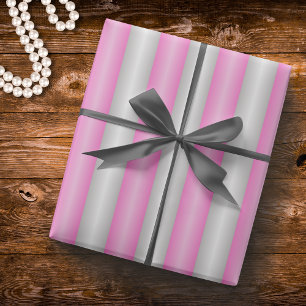 Moderne Neonrosa-Streifen mit 3D-Effekt Geschenkpapier