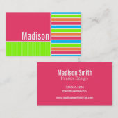 Moderne Neonstreifen; Rosa blaues Grün Visitenkarte (Vorne/Hinten)