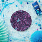 Moderne neonviolette Blumengestaltung Pappteller (Party)