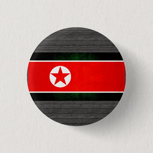 Moderne nervöse nordkoreanische Flagge Button (Vorderseite)