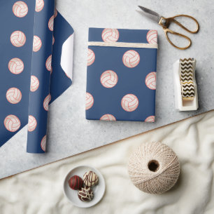 Moderne Netball-Ball Korallenrosa Navy Geschenkpapier