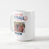 Moderne Netball-Mannschaftsfoto Coach Danke Kaffeetasse (Vorderseite Links)