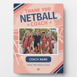 Moderne Netball-Mannschaftsfoto Coach Fotoplatte