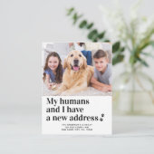 Moderne neue Adresse I Moving Pet Foto Dog Moving Postkarte (Stehend Vorderseite)