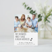 Moderne neue Adresse Wir bewegten Foto Hund für Ha Postkarte (Stehend Vorderseite)