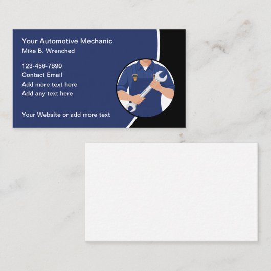 Moderne neue Automobil-Automobil-Mechanik Visitenkarte (Vorne/Hinten)
