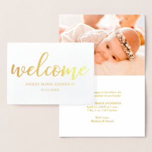 Moderne neue Baby-Ankündigung Gold Foil-Card Folienkarte