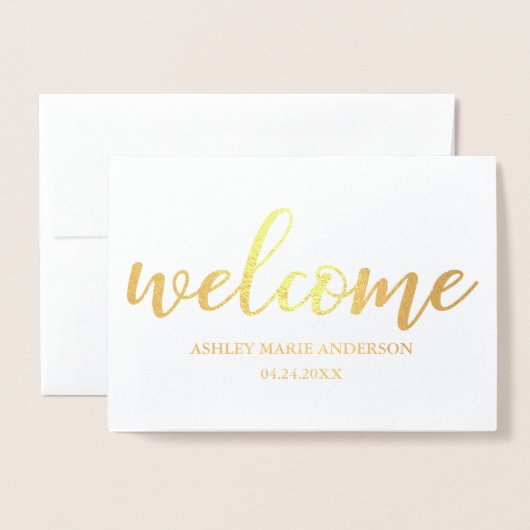 Moderne neue Baby-Ankündigung Gold Foil-Card Folienkarte (Vorderseite mit Umschlag)
