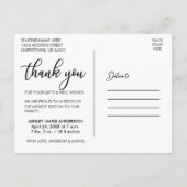 Moderne neue Baby-Liebe und Dank Foto Ankündigungspostkarte (Rückseite)