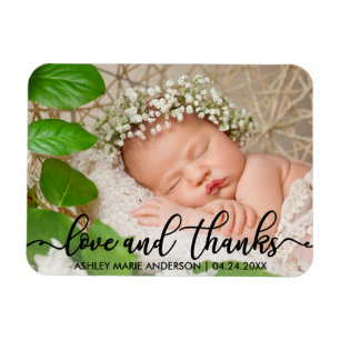 Moderne neue Baby-Liebe und Dank Foto Magnet