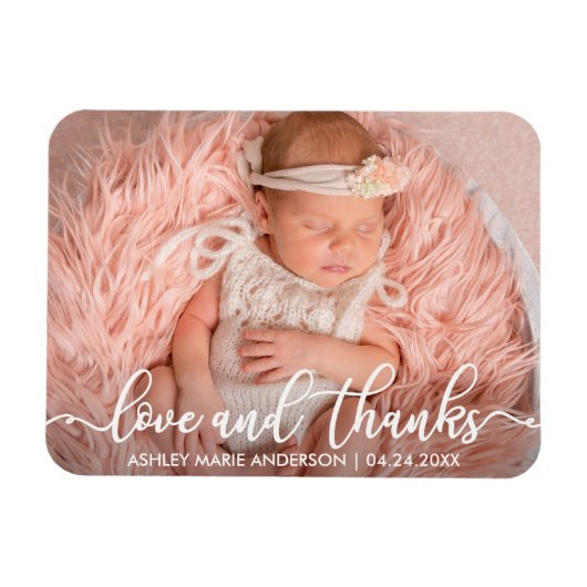 Moderne neue Baby-Liebe und Dank Foto Whit Magnet (Horizontal)