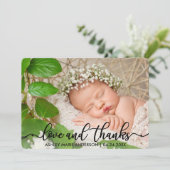 Moderne neue Baby-Liebe und Dankkarte R Ankündigung (Stehend Vorderseite)