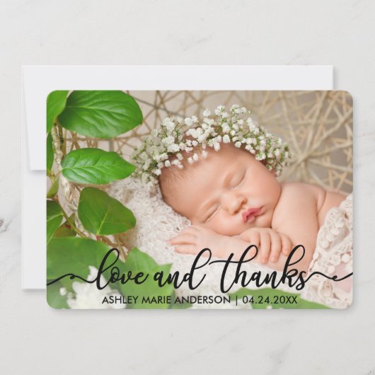 Moderne neue Baby-Liebe und Dankkarte R Ankündigung (Vorderseite)