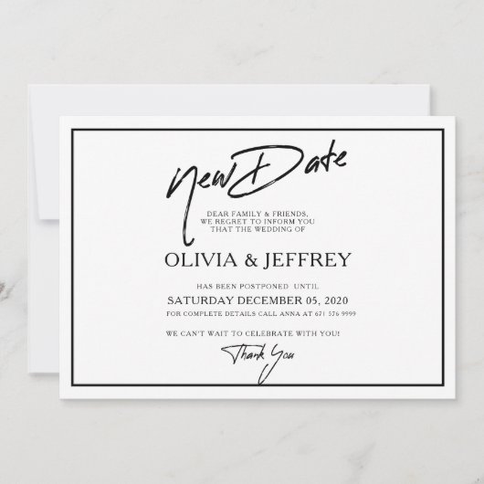 Moderne neue Date Wedding Flat Save the Date Card (Vorderseite)