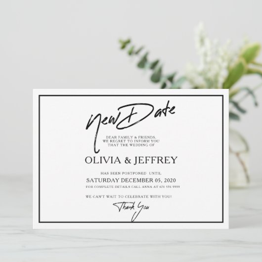 Moderne neue Date Wedding Flat Save the Date Card (Stehend Vorderseite)
