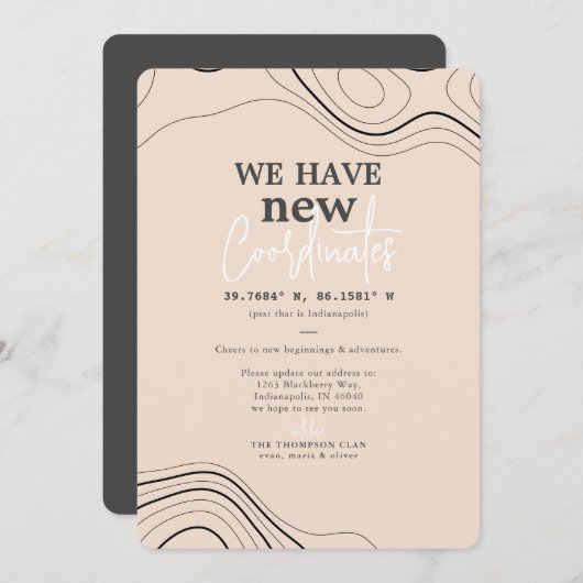 Moderne neue Koordinaten Peach Moving Ankündigung (Vorne/Hinten)