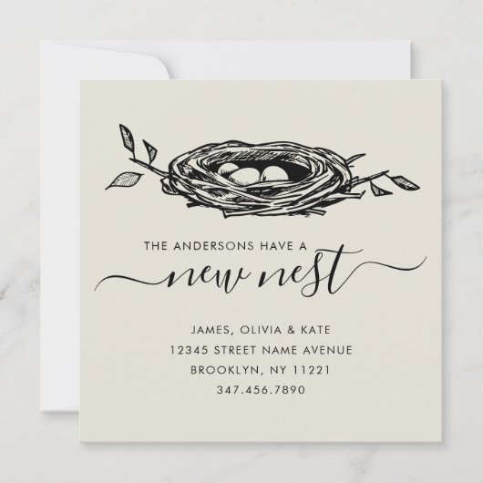 Moderne neue Nest-Zuhause - Adressenänderung Ankündigung (Vorderseite)
