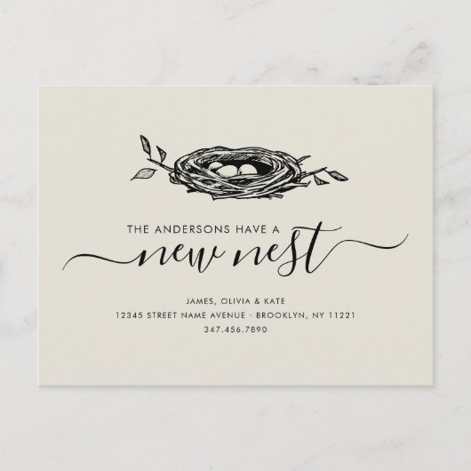 Moderne neue Nest-Zuhause - Adressenänderung Ankündigungspostkarte (Vorderseite)