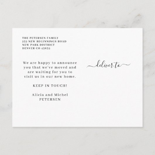 Moderne neue Zuhause-Adressenänderung Ankündigungspostkarte (Rückseite)