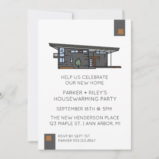 Moderne neue Zuhause Housewarming-Party Einladung (Vorderseite)