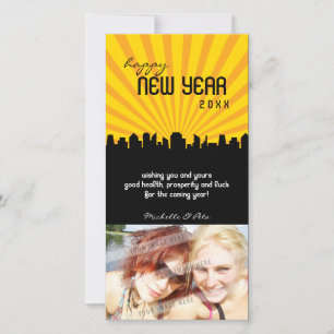 MODERNE NEUES JAHR-FOTOKARTE:: Stadtbild P1 Feiertagskarte