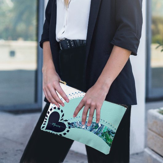 Moderne Neuheit Aquamarin & grün Zubehörtasche