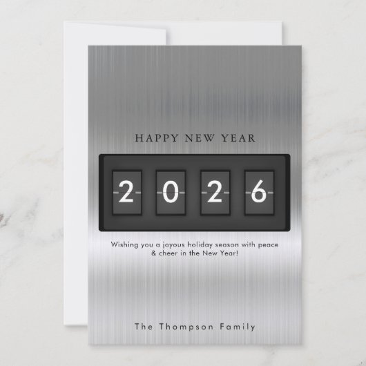 Moderne Neujahrs-Einfach-Countdown-Silber (Vorderseite)